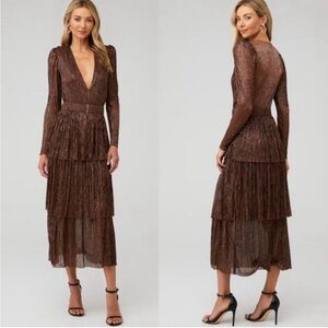 Sabina Musayev Brown Long Sleeve Dress